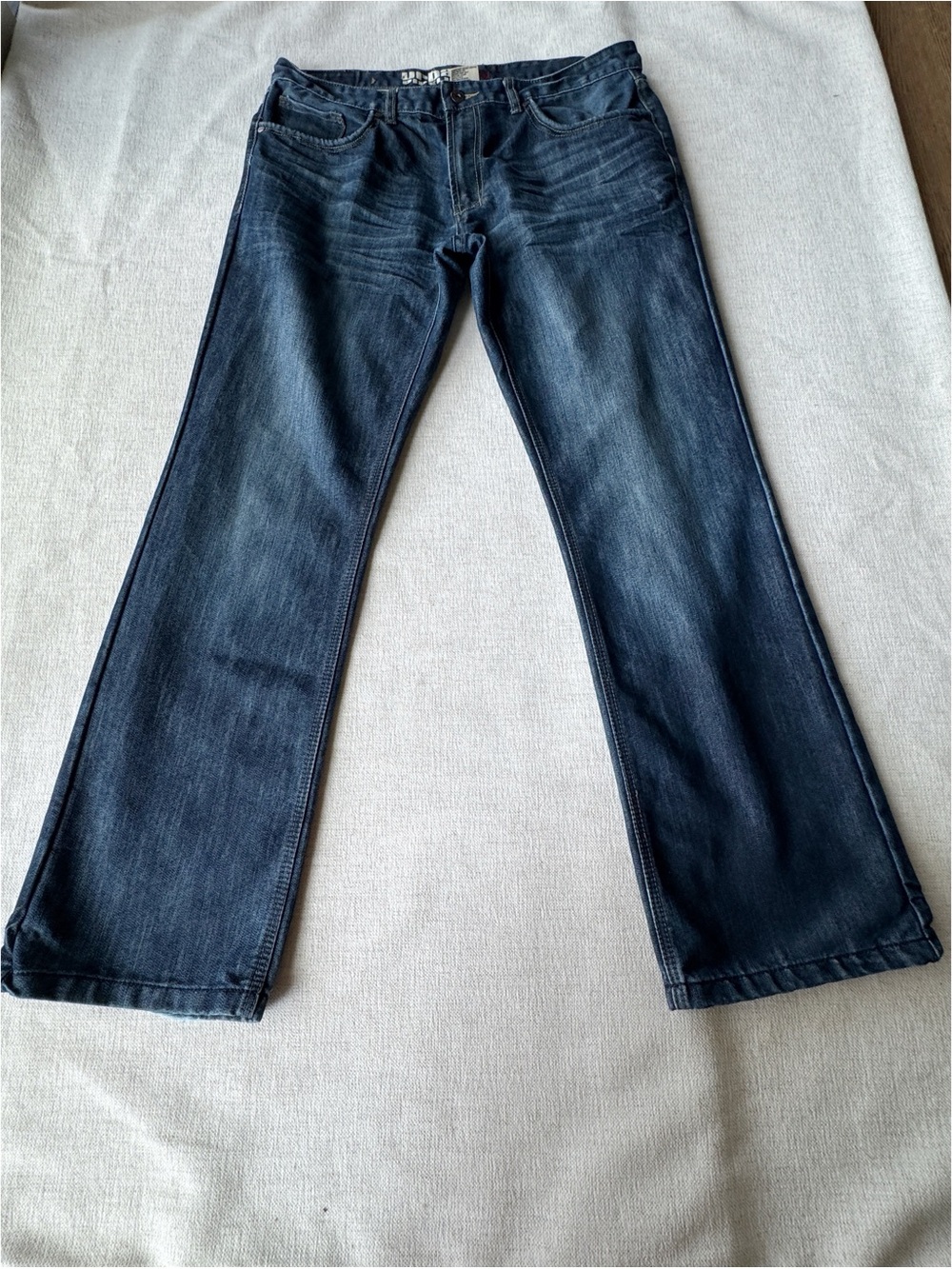 Urban Pipeline Men's 36x32 slim straight blue jeans flap pockets dark wash